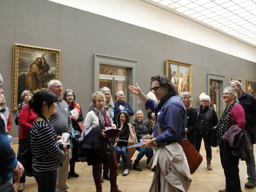 Prof. Yves M. Larocque giving a lecture at the Met during Walk the Arts annual bus tour to New York from Ottawa