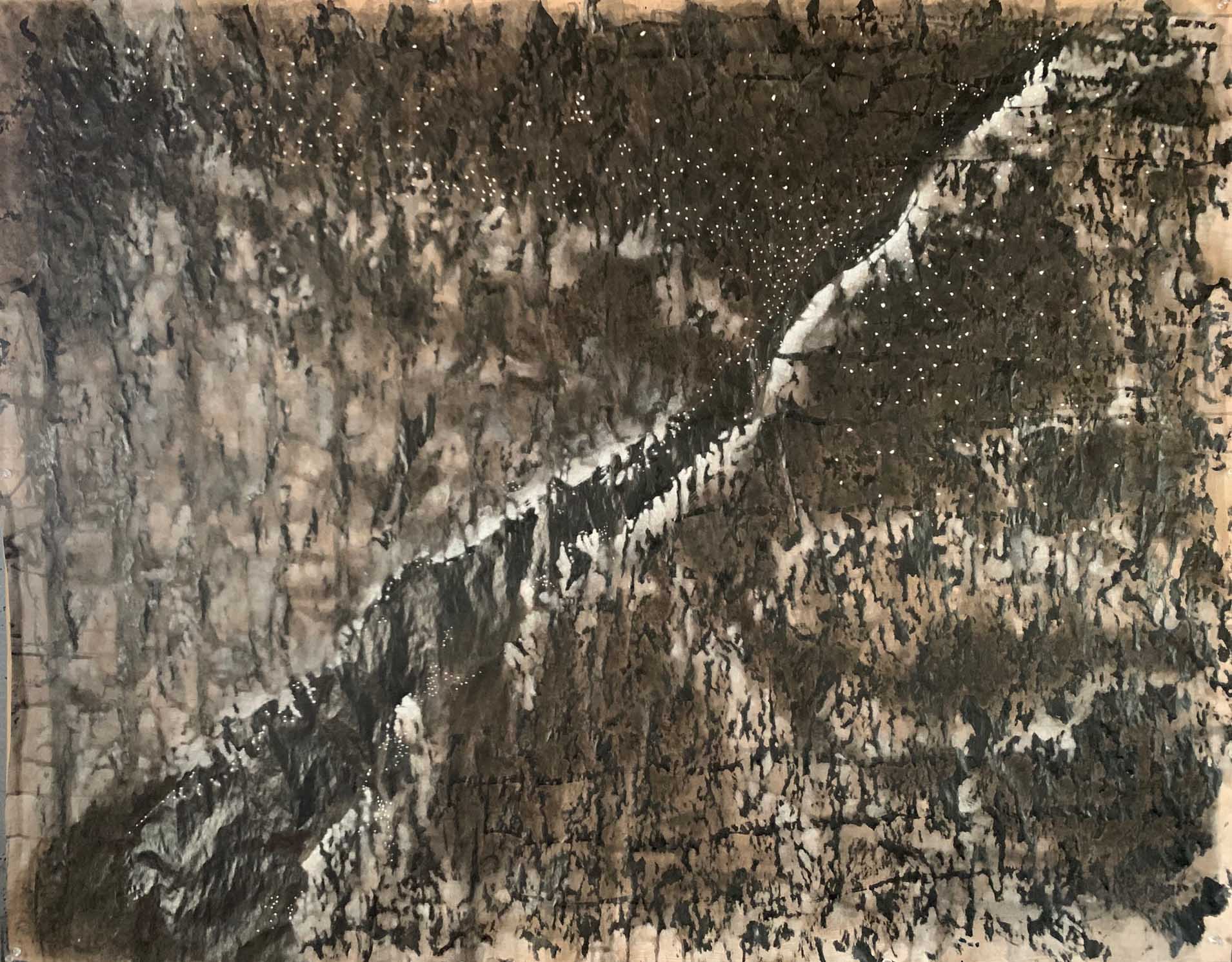TAKAHASHI_JULIA_ink study 9_ink, pastel, oil bar on paper_60 x 26 inches
